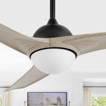 Sully 52" Contemporary Industrial Iron/Plastic Mobile-App/Remote-Controlled 6-Speed Propeller Integrated LED Ceiling Fan - JONATHAN Y